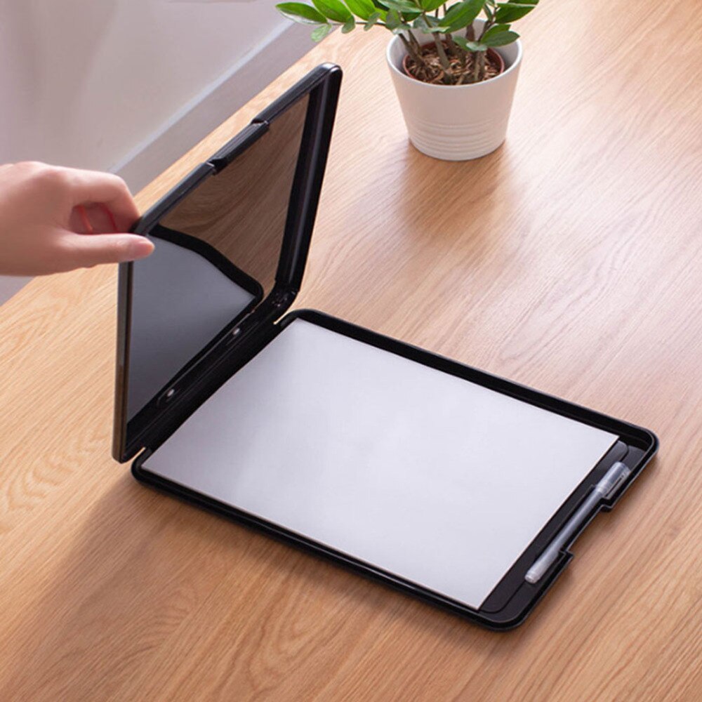 A4 Clipboard File Clip Hardboard Paper Holder Memo Folders Board Pencil A4 Paper Container Box for Home School Office (T