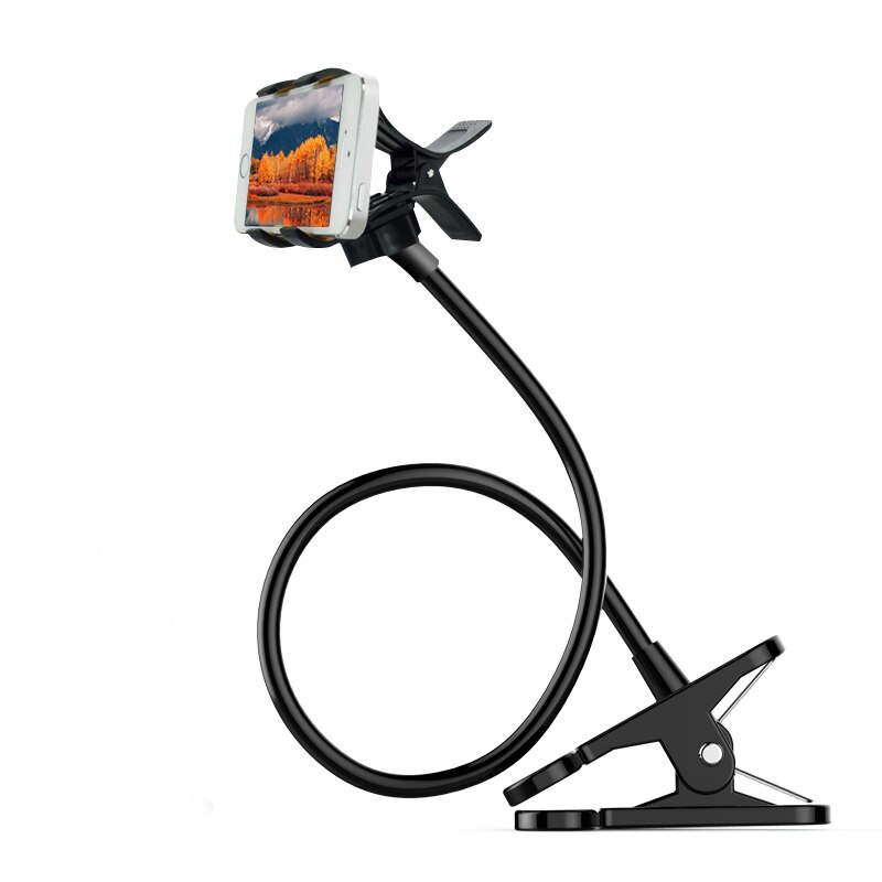 Universal 360 Rotating Flexible Arm Phone Holder Desktop Bed Lazy Tablet Clip Bracket Mobile Stand Support For iPhone Samsung: Black