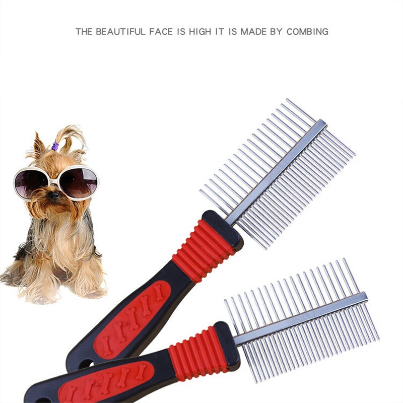 Dog Protect Flea Comb for Cat Double Dog Care Comb Sided Stainless Steel Comfort Flea Hair Grooming Comb Pet Product