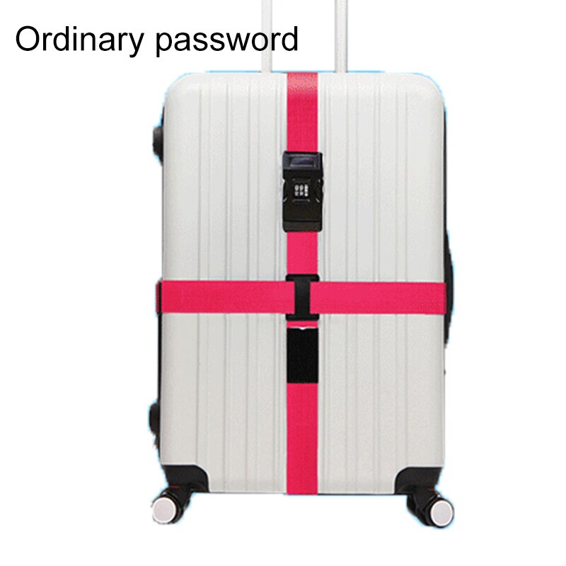 Luggage Strap Cross Belt Packing Adjustable Travel Suitcase Travel Accessories For Trolley Suitcase Safe Packing Belt: Password Rose Red