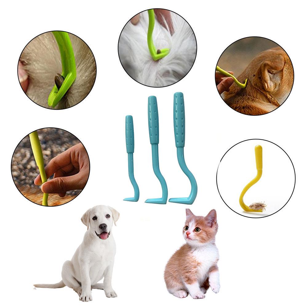 Gancho de giro de plástico para garrapatas, pulgas herramienta para quitar de mascotas, suministros para gato y perro, removedor de garrapatas, suministros para mascotas, herramienta de aseo, 3 uds.