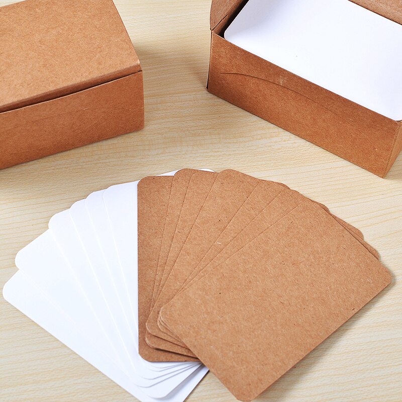 100 Sheets/box DIY Word Cards Blank Post Card Kraft Thick Double-sided paper word Sketch Doodle