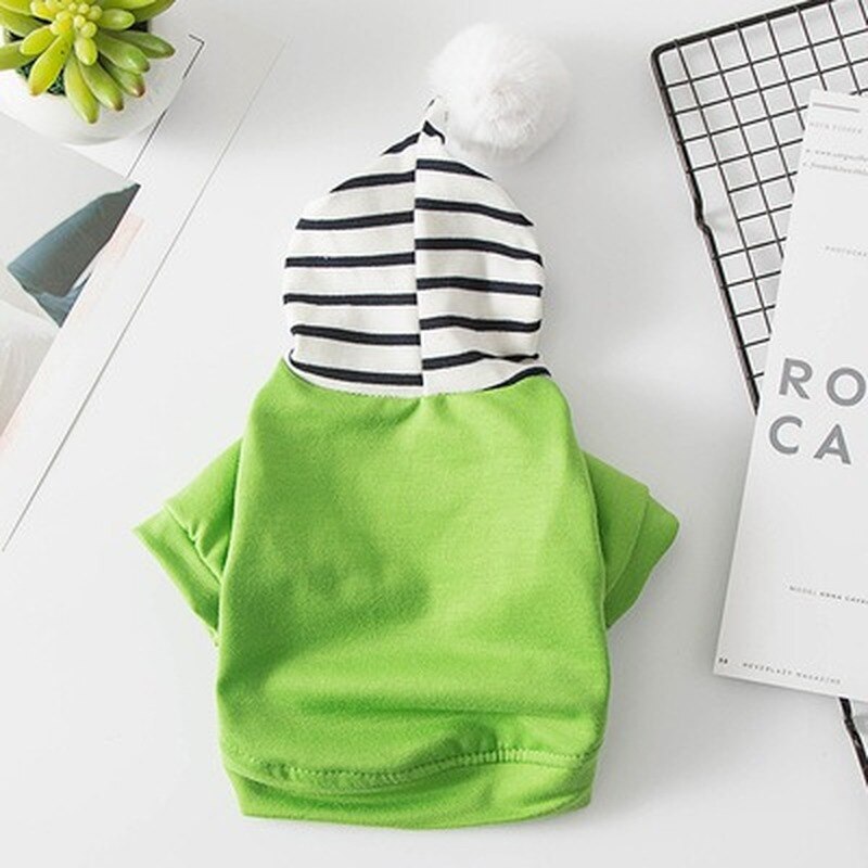 Pet wiosenna i letnia bluza z kapturem kot pies śliczny sweter obroża dla kociaka pieska koszulka dwunożny odzież płaszcz dla zwierząt odzież: green / XS