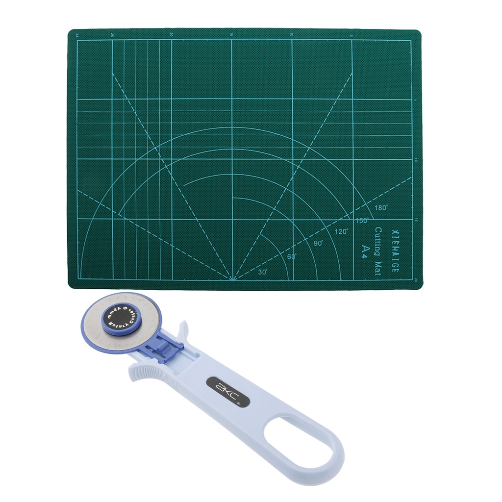 45mm Rotary Cutter and A4 Grid Frame Cutting Mat No Slip Surface Sewing Fabric Paper Leather Quilting Patchwork Tool