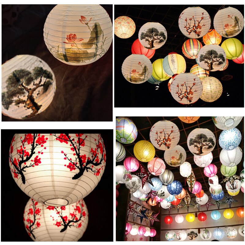 30cm Blume Pflanze Gedruckt Blume Runde Der Antike Chinesische orientalisch Stil Papier Laterne Festliche Hochzeit Geburtstag Party Heimat Dekor