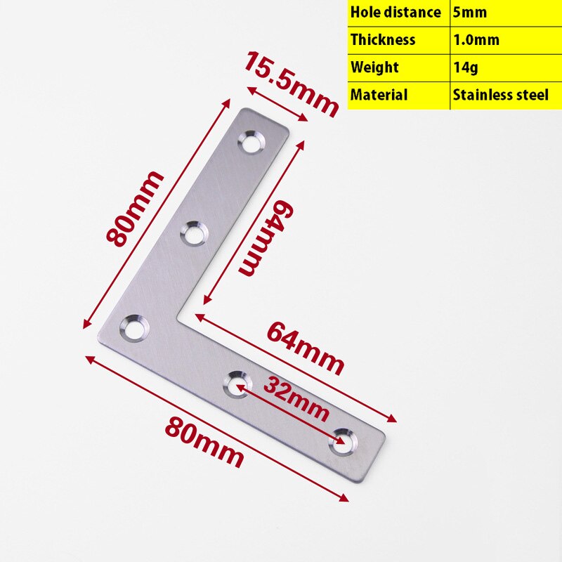 FGHGF 90 Degree L Shaped Stainless Steel Flat Plate Corner Brace Angle Brackets: Beige