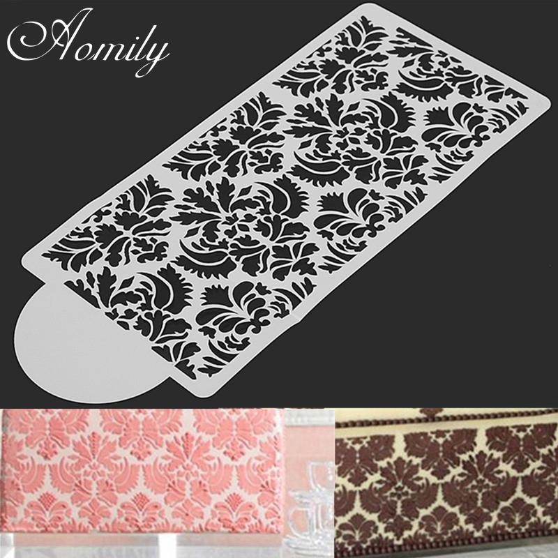 Aomily Flower Cake Stencil Fondant Decorating Stencils Templates Mold Baking Cake Tools Style Wedding Baking Tools