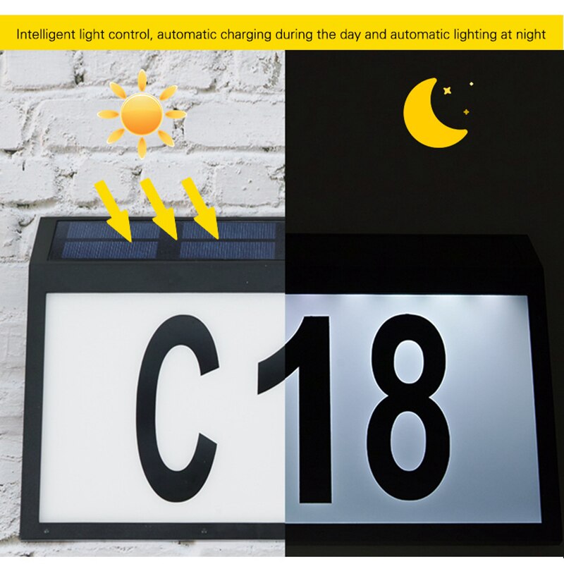 House Number Led Solar Lamp Waterproof Door Address Digits Plate Plaque Mailbox Solar Wall Lamp Lawn Lamp House Number Light