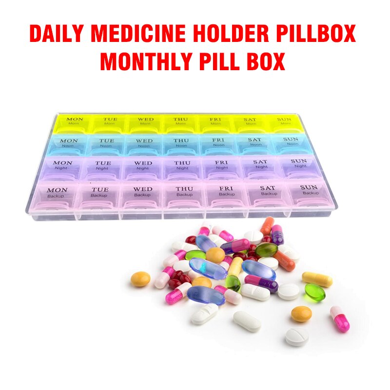 28 -dages firkanter daglig medicinæske holder pilleæske månedlig arrangør dispenser medicin opbevaringsbeholder: Default Title