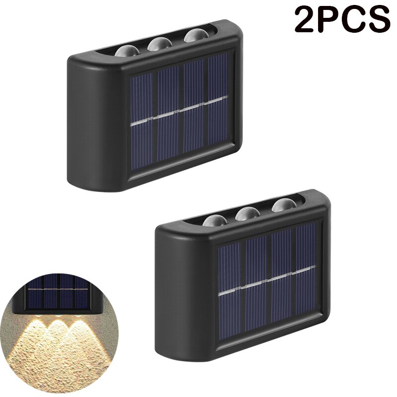 Solar Wall Light Outdoor Waterproof Balcony Wall Lights for Courtyard Street Landscape Garden Decor Lamp Solar Outdoor Wall Lamp: 2PCSWarm light 6LED