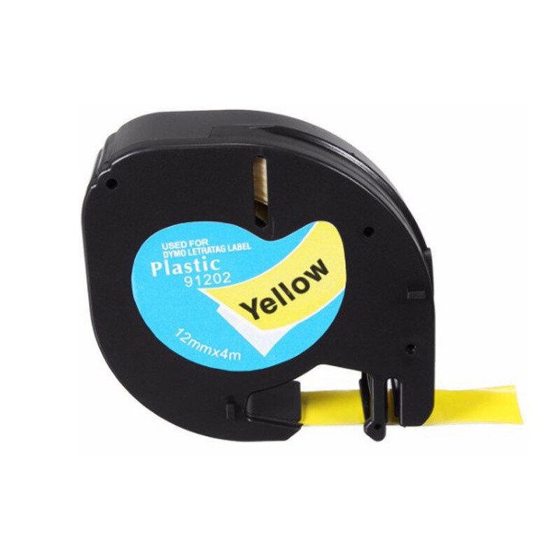 5 bandas de etiquetas de plástico para compatibilidad en blanco y negro para fabricantes de etiquetas Dymo Letratag Qx 50, Xr, Xm, 2000 y Plus