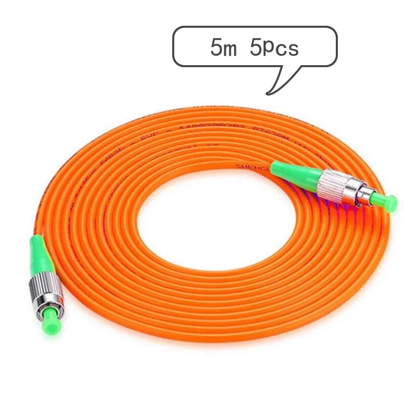 5pcs/lot FC/APC-FC/APC Simplex 3.0mm Multimode Fiber Optic Patch Cord: 5M