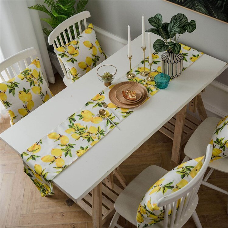 Sitroner bordløper og saken dekor caminho de mesa hogar tafelloper til fest bomull masa kosucu tisch laufer: 30 x 220cm