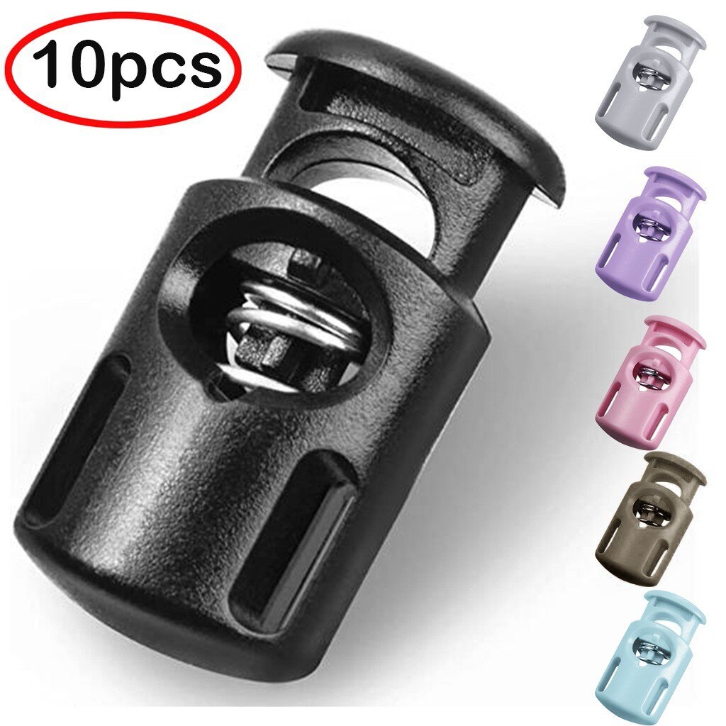 10 Stks/pak Cord Lock Toggle Clip Stopper Plastic Black Voor Tassen/Kleding