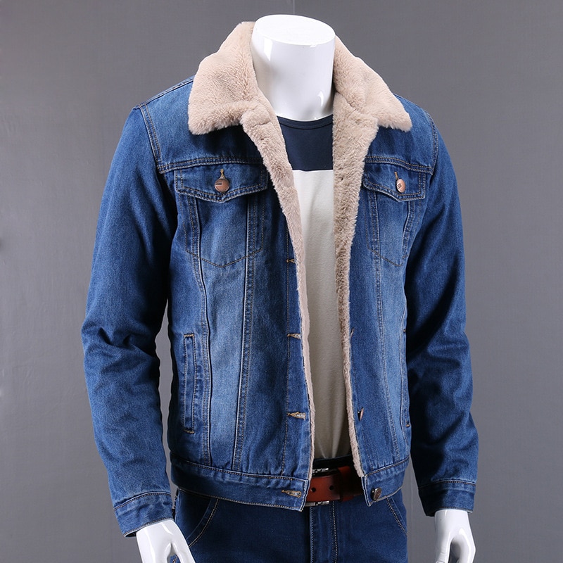 Vinter meget varm slankt mærke denim jakke herre jakke og frakker herre jakke tykt outwear mandlige cowboy s -4xl