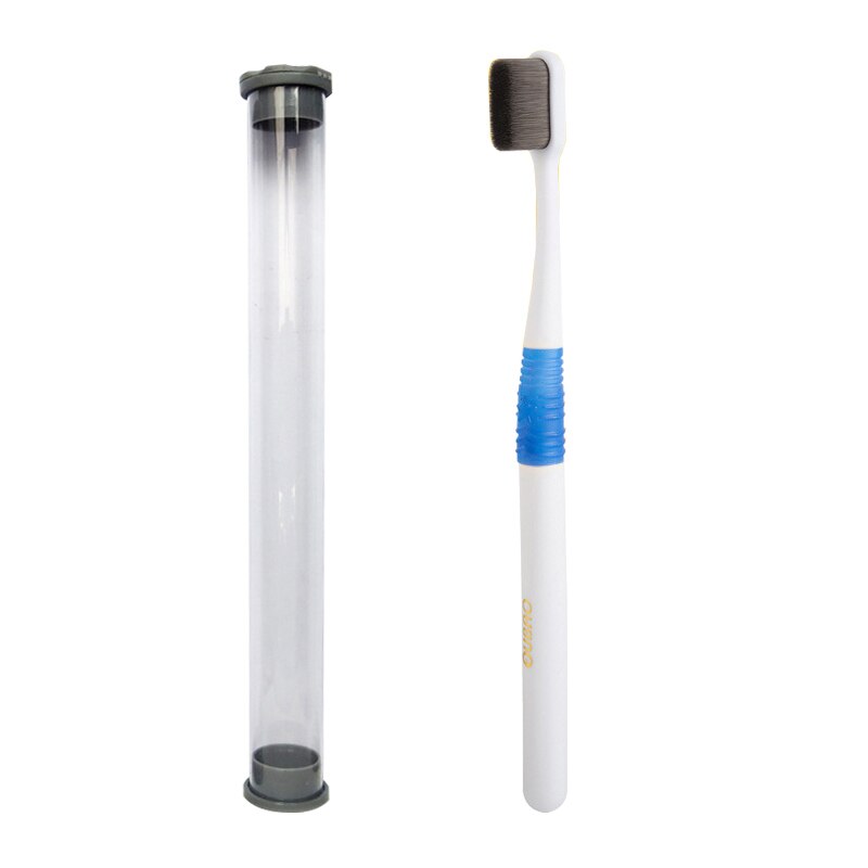 Super Dichte Haren Tandenborstel Ultrasoft Bamboe Houtskool Vezels Zacht Mondverzorging Voor Kids Zwangere Gevoelig Tandvlees Met Case: Blue 2