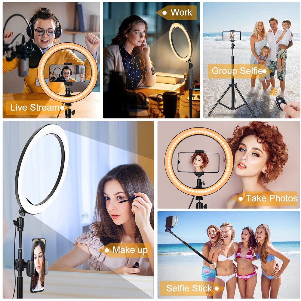 Video Makeup 6 inch LED Ring Light with Tripod + Phone Holder 3 Light Modes