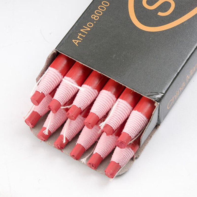 STANDARD Sewing Chalk/Crayon/Pastel Cut-free Sewing Pen For Tailor Clothes/Garment/Fabric Sewing Tools Pencil/Chalk/Marker 8000: Red-12piece