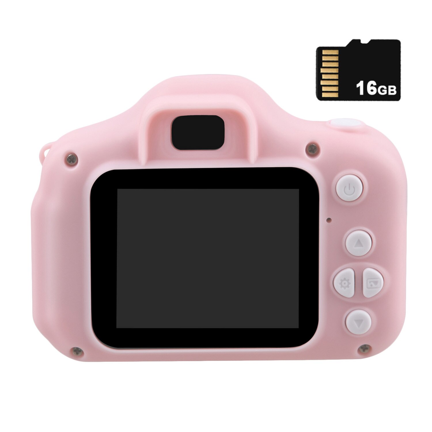 Mini søde børnevideokamera genopladeligt digitalkamera med 2 tommer skærm til børnefødselsdag udendørs leg: Lyserødt 16g sd-kort