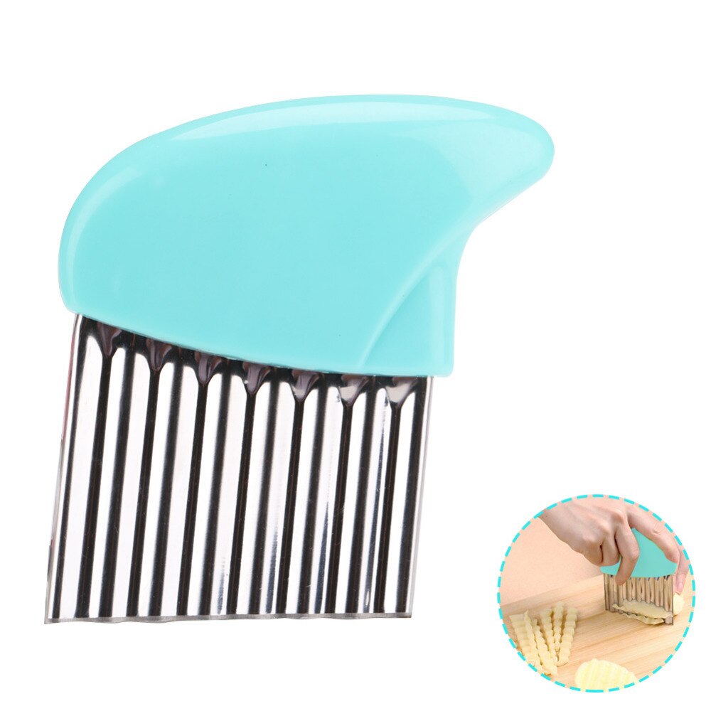 Frieten Cutter Rvs Aardappel Chips Golvende Randen Mes Fruit Groentesnijders Shredders Keuken Gadget