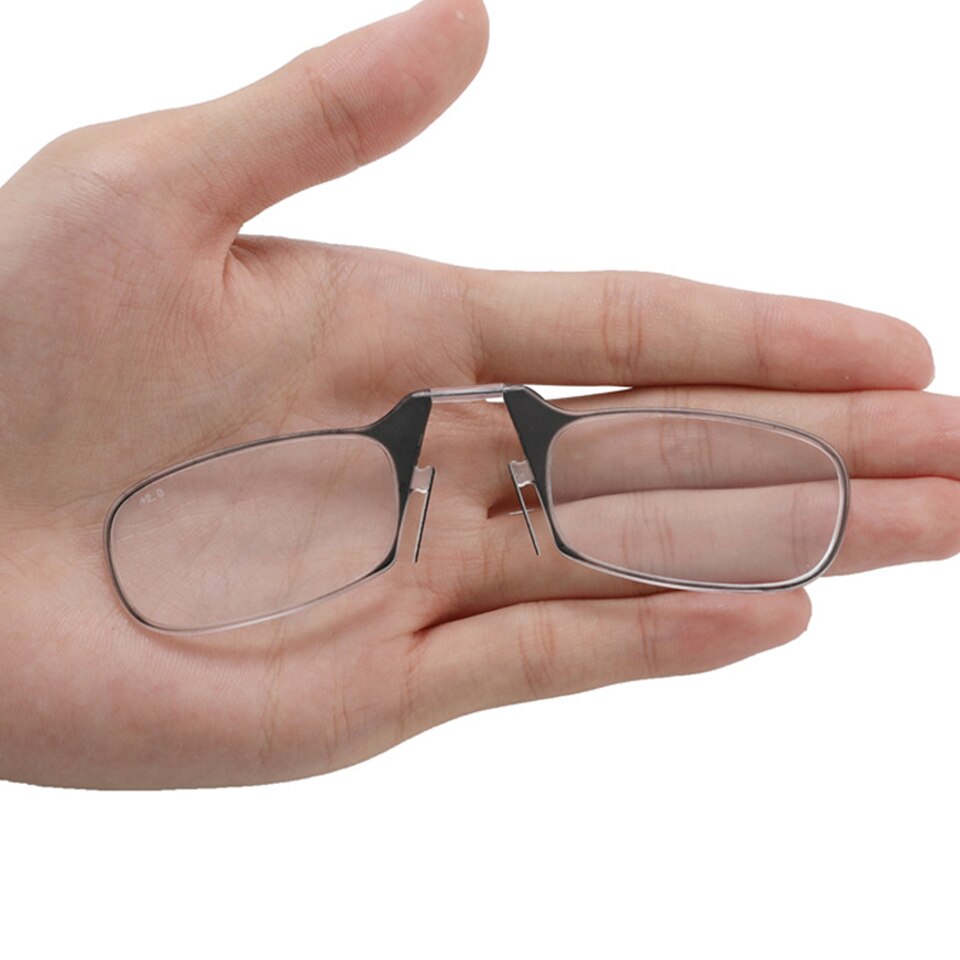 Mini Nose Clip Portable SOS Reading Glasses With Case Phone Stands Thin Optics Stylish Presbyopic Glasses +1.00+1.50 +2.00 +2.50