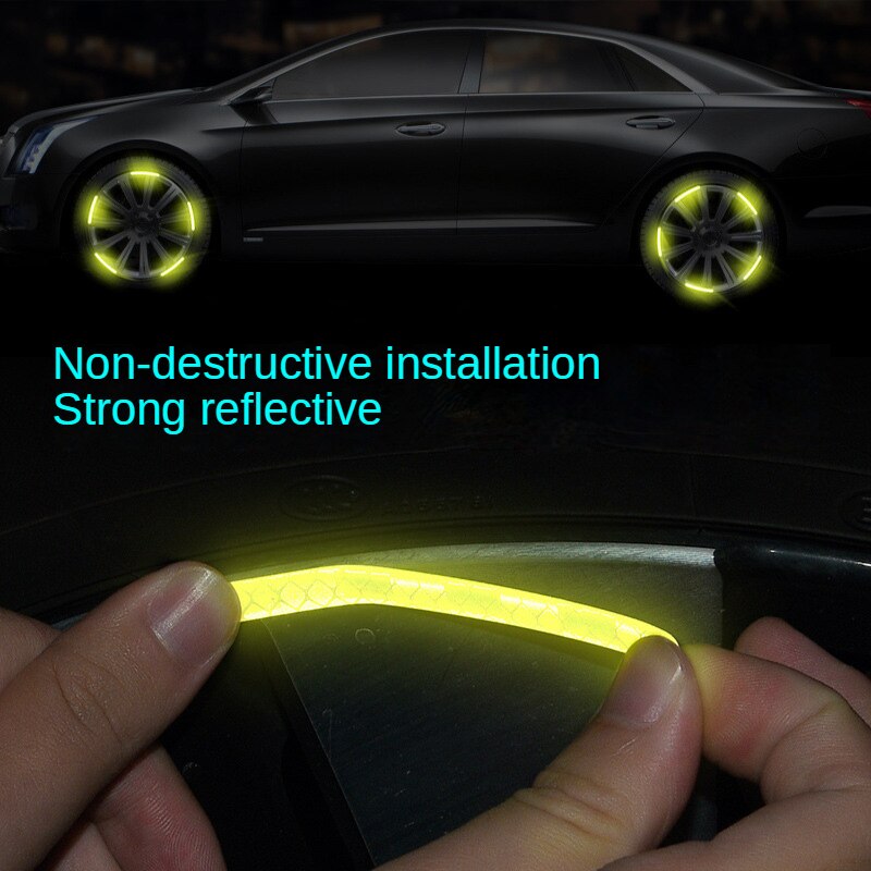20 Stuks Auto Wiel Hub Reflecterende Sticker Tire Velg Reflecterende Strips Lichtgevende Sticker Voor Night Driving Auto-Styling Accessoires