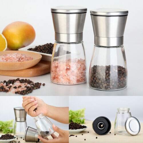 Kitchen Grinder Manual Salt and Pepper Grinder Set 1 Shakers Spices Mill Crusher Stainless Steel 3Grade Kitchen Tools
