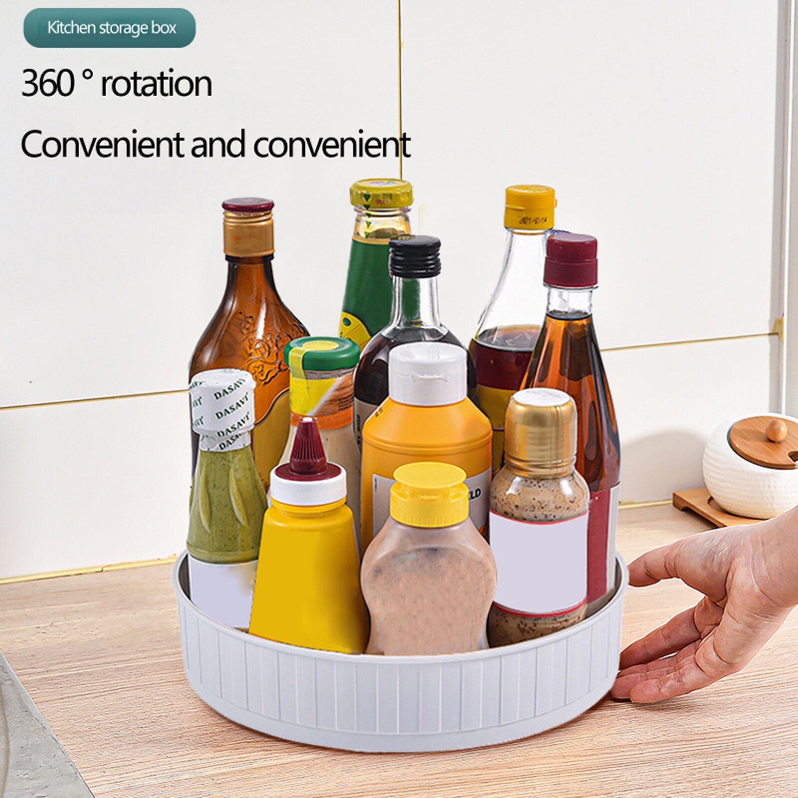 Lazy SusanTurntable Plastic Spinner for Kitchen Cabinet 360 Rotating Spice Rack Cosmetic Makeup Snack Organizers Table Fridge