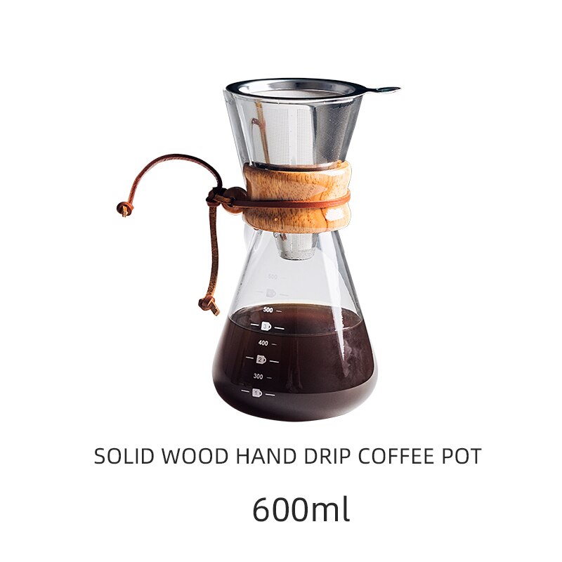 400/600ML High-borosilicate Glass Pour-over Coffee Pots Manual Drip Pot High Temperature Resistant Glass Coffee Maker Coffeeware: 600ml  filter