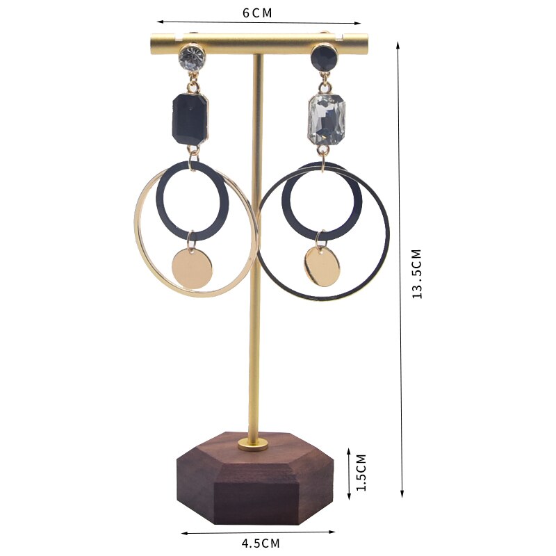 Smykker øreringe navle ring t-formet hængende display rack 3 stk / sæt forgyldt metal stativ øreringe arrangør holder counter showcase: Valnødguld stor