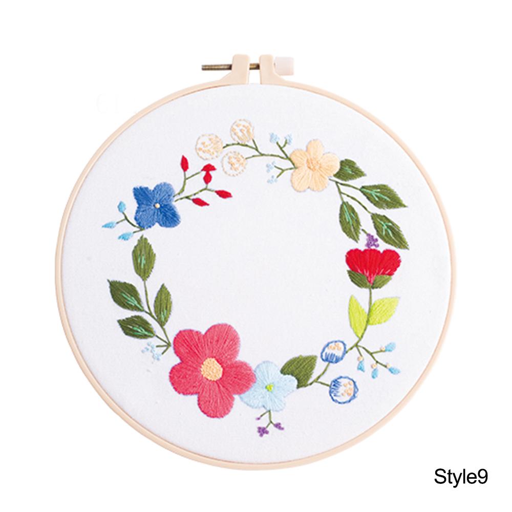 DIY Stamped Embroidery Kit For Starter Flowers Butterfly Pattern Embroidery Cloth Color Threads Tools Kit 20x20cm: 6