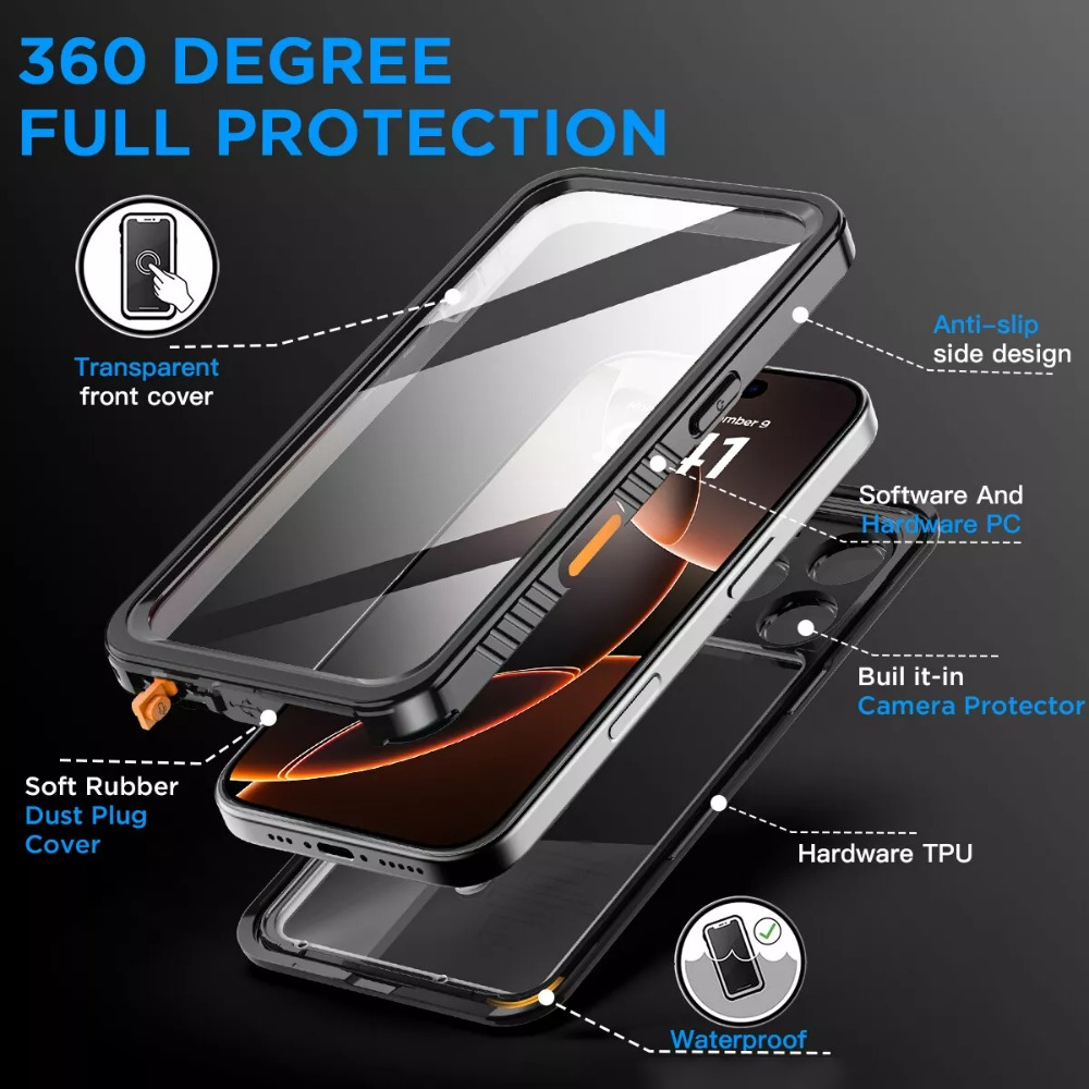 Vandtæt ip68 til 11 16e 16 15 14 13 12 pro max xr xs plus metal aluminium svømmetelefon luksuriøst undervandscover