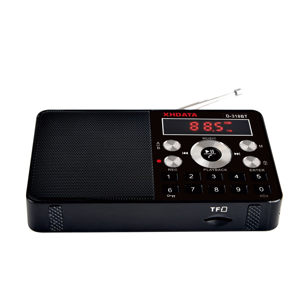 Xhdata D-318 bt fm rádio estéreo mini multifunções portátil receptor de rádio suporte chamadas telefone sem fio A-B bluetooth rádio
