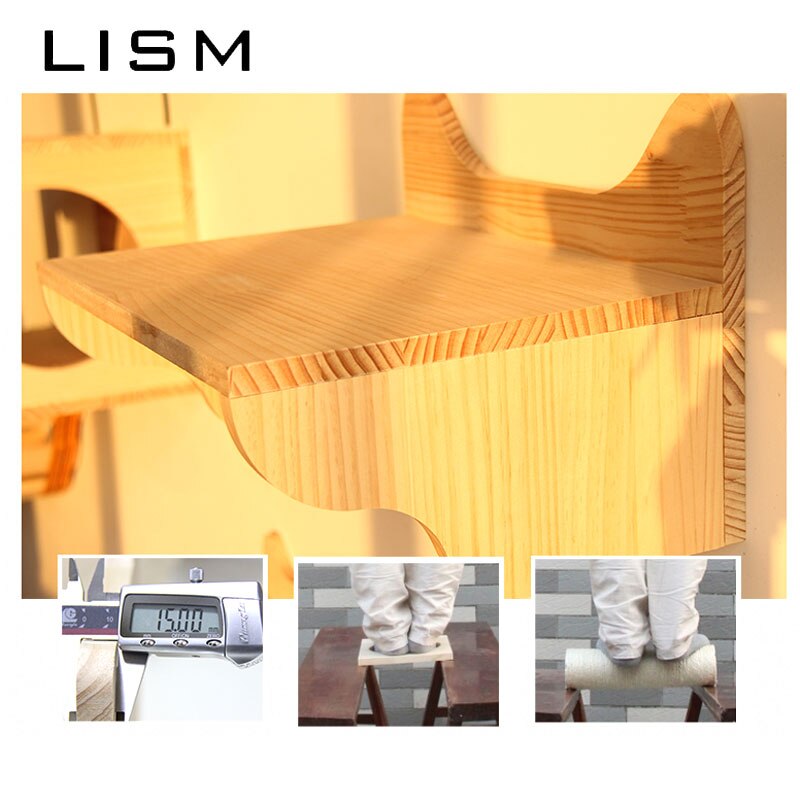 DIY Wooden Cat Climber Wall-Mounted Cat Toys Tree Jumping Climbing Frame Activity Platform Pet Kitten Play House Furniture