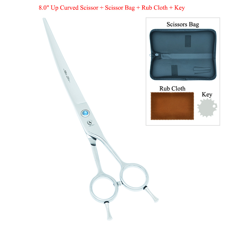 8.0 Inch Pets Grooming Scissors Japan 440C Straight Dogs Cutting Shears Curved Scissors Pets Hair Trimmer Animals Tijeras B0061A: B0042A-06-80