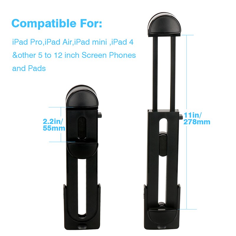Ulanzi-Soporte para iPad, trípode con abrazadera ajustable, vertical, montaje, adaptador, 1/4", 5-12"