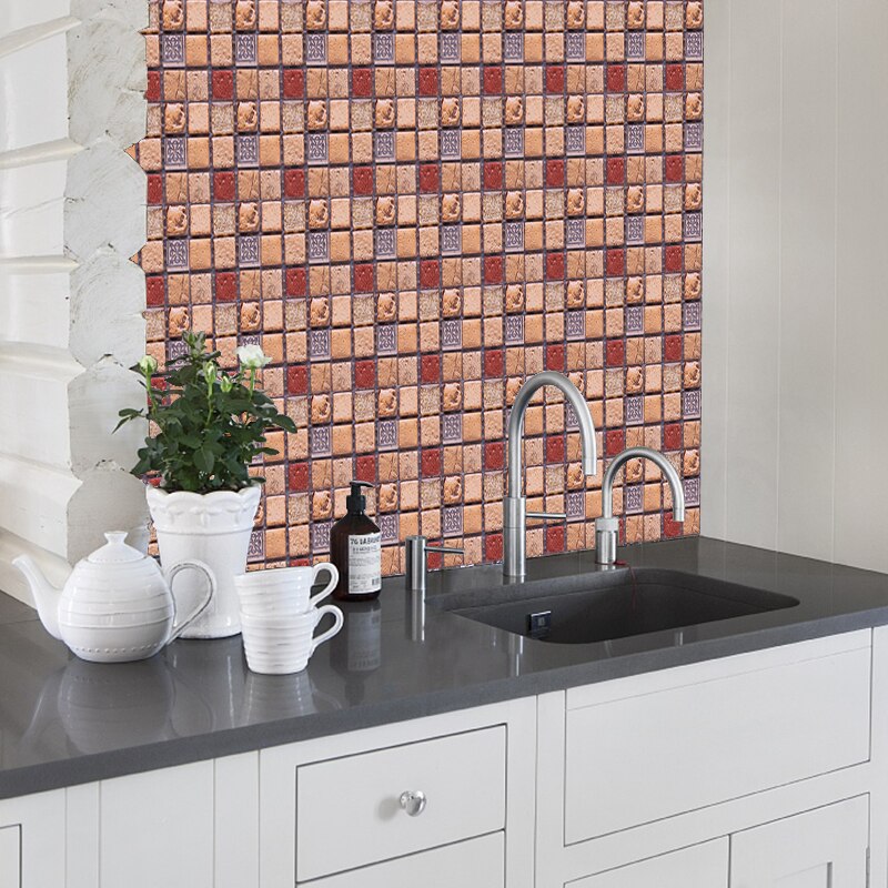 Autocollants muraux en mosaïque, 10 pièces, 10x10cm, autocollant pour peler et coller, rétro-adhésif, pour bricolage, cuisine, salle de bain, décoration murale de la maison