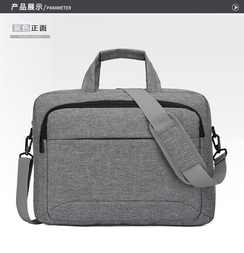 Nylon mænd kvinder dokumentmappe laptop taske 13 14 tommer lilla sort grå bærbar rejse vandtæt skal håndtaske: Grå