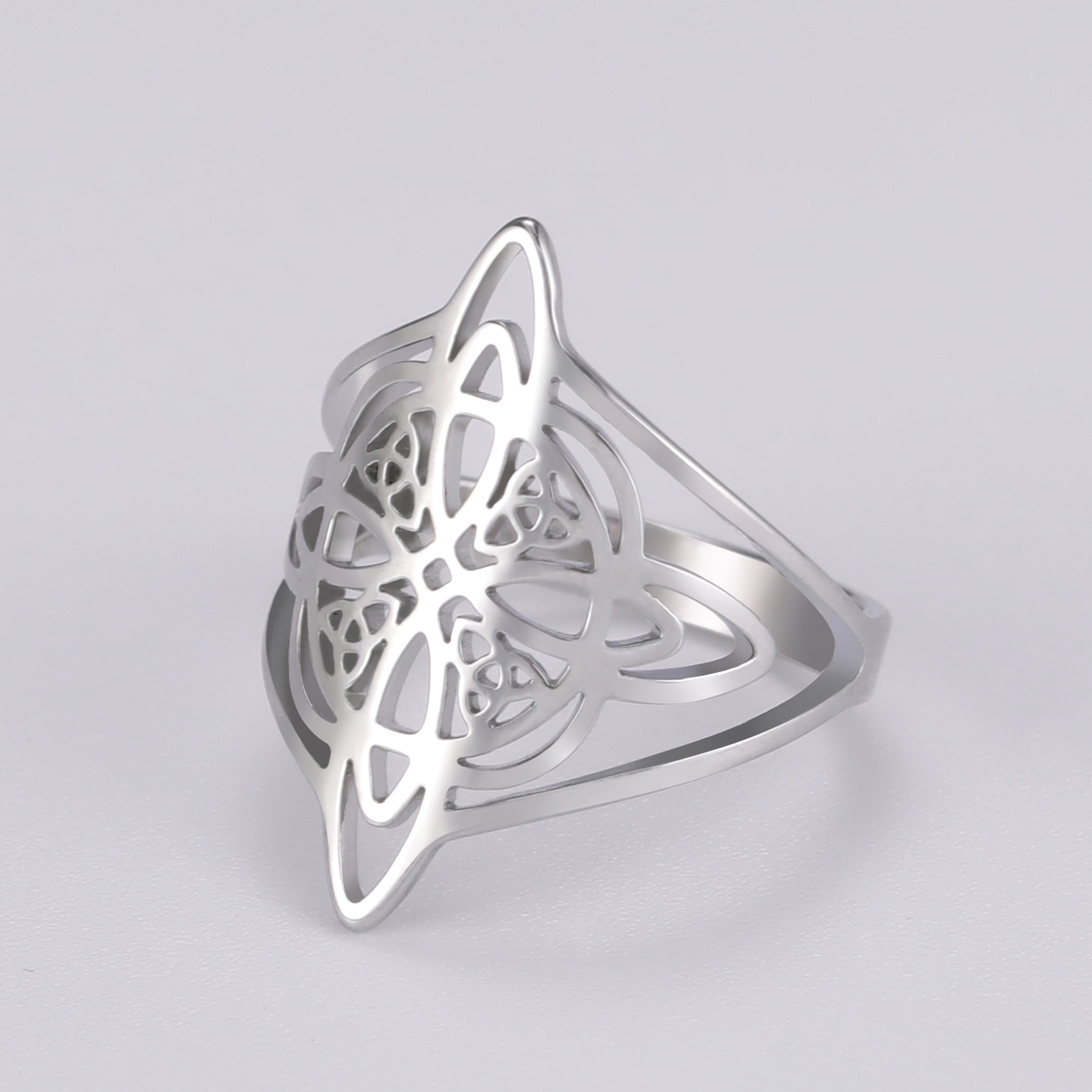 LIKGREAT bague noeud de sorcière pour femmes hommes creux en acier inoxydable bagues celtique Vintage amulette Protection Couple bijoux: 7 / Fluorescent
