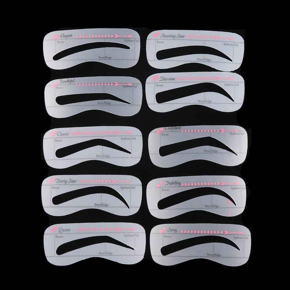 Thrush Card Threading Word Eyebrow Stencil Threading Artifact Thrush Aid Card Eyebrows Shaper Mold Kit Makeup Beauty Tools: 10pcs