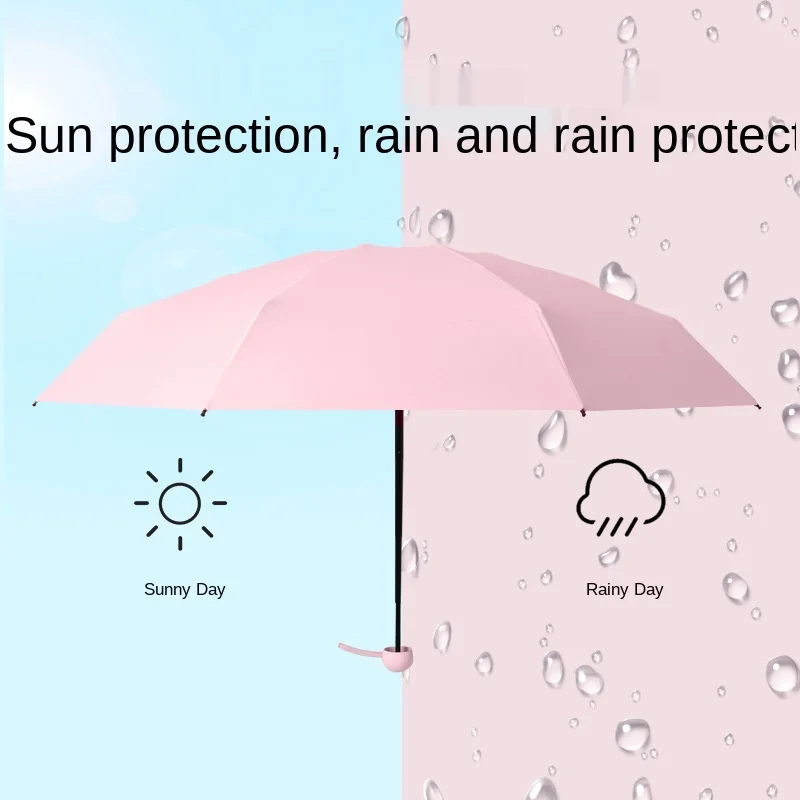Umbrella Sun Rain Women Flat Lightweight Five-Folding Mini Small Size Easily Store Parasol