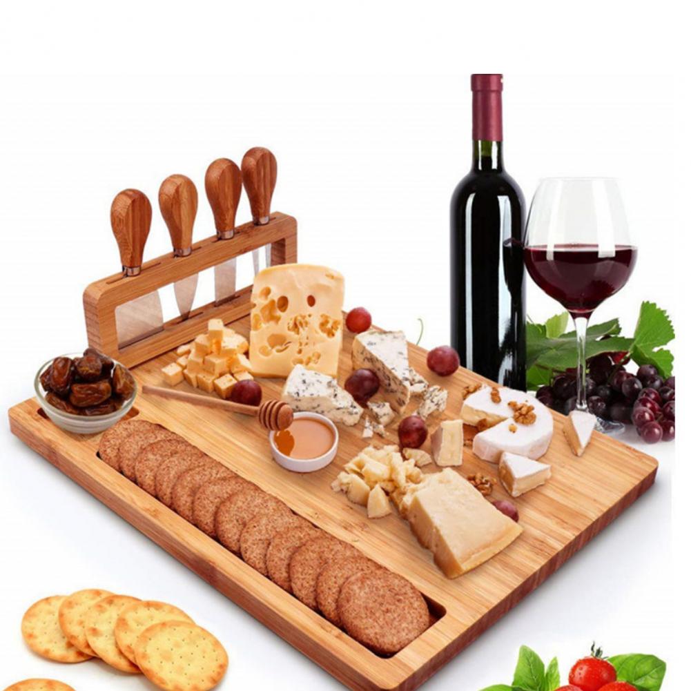 Good Charcuterie Platter BPA Free Wood Wooden Serving Tray with Cutlery Cheese Board Cutting Board