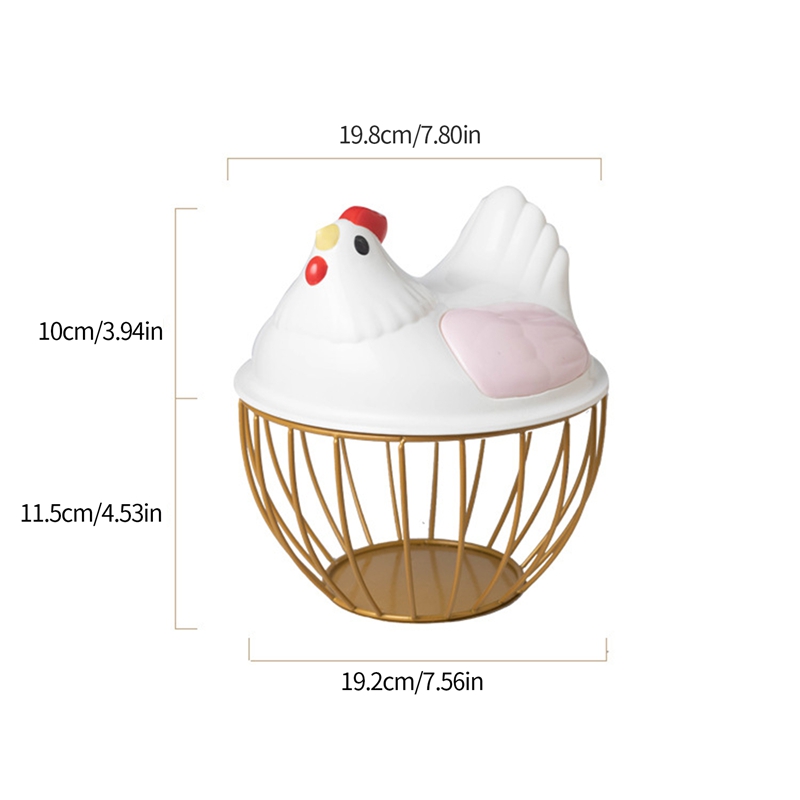 Chicken Egg Basket Metal Wire Chicken Egg Storage Basket Cute Portable Chicken Egg Holder Fresh Egg Holder for Pantry