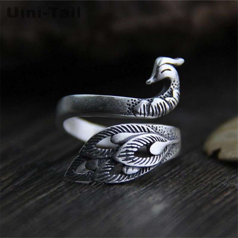925 Sterling Zilver Pauw Phoenix Ring - Verstelbare Opening Cocktailring Dames