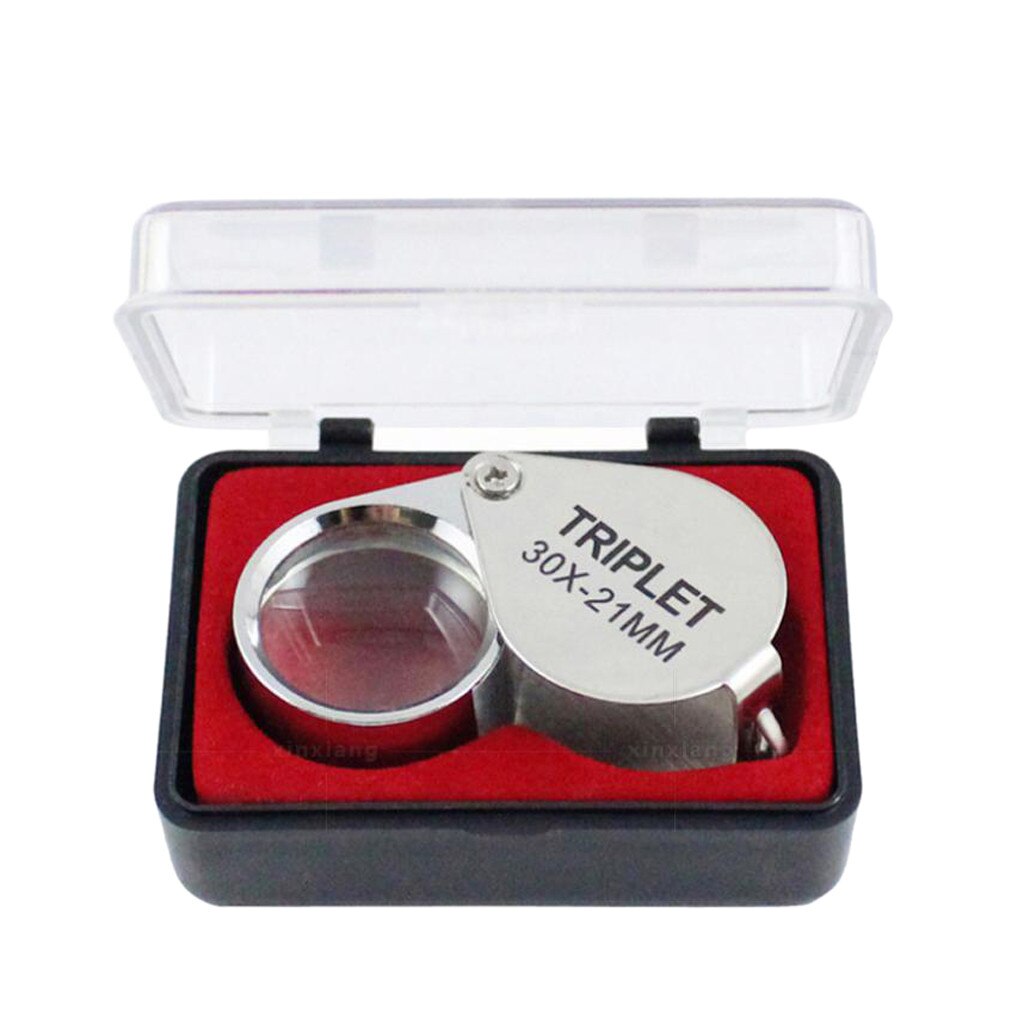 Jewelers Magnifier Gold Eye Loupe Jewelry Store Magnifying Glass Jewelry Loupe 30 X 21mm Led Uv Lens Loupe Magnifier #T1P: Silver 