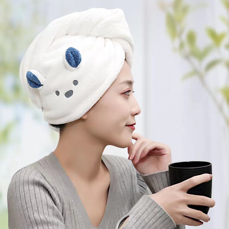 Girl's Super Absorption Turban Hair Drying Towel Quick-Dry Cartoon Koala Microfiber Hair Towel Pink