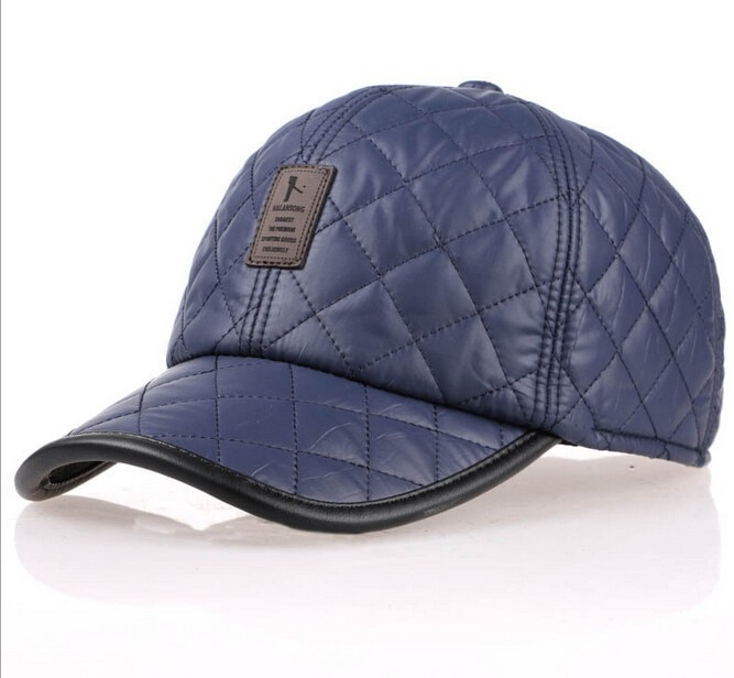 Baseballkasket mænd efterår vinterkapper vandtæt stof hatte tykke varme ørebeskyttere baseballkasket 3 farver: Marine blå