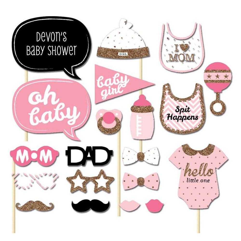 20pcs Boy Girl One Year Photo Booth Props Funny Birthday PhotoBooth Props Decor for Celebrating Birthday Party Decoration: 3