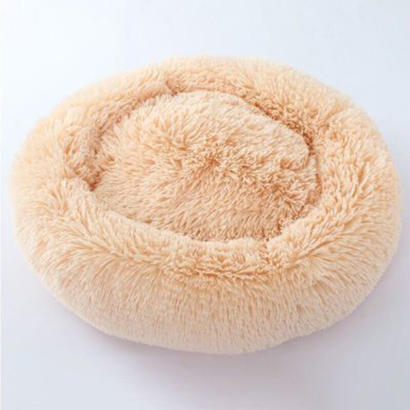 Pluche Huisdieren Ronde Hond Bed Matten Puppy Small Medium Honden Warm Chaise Longue Slapen Mand Hond Kat Ademend Kussen bedden: Apricot / S