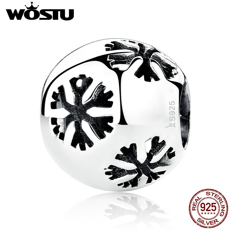 925 Sterling Silver Lovely Snowflake Charm Beads Fit Original WST Bracelet Authentic Luxury Jewelry Winter